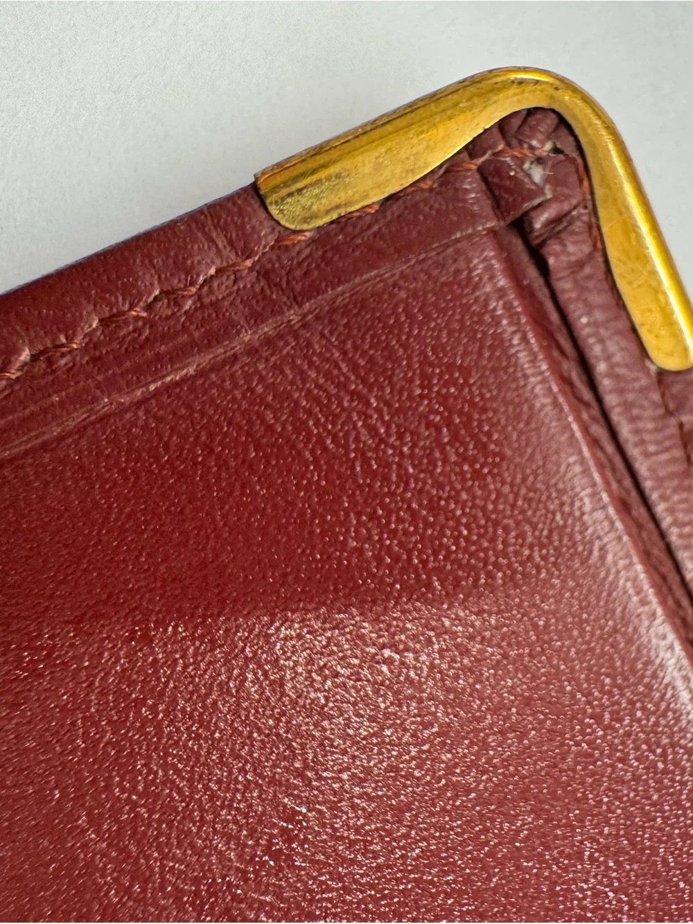 Vintage Must de Cartier Burgundy Leather Passport Holder Travel Wallet w/ Box